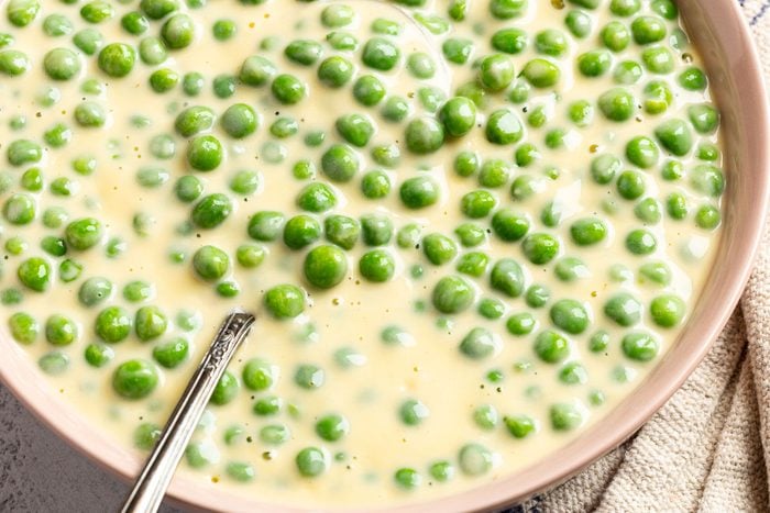 Taste of Home Cheesy Peas photo of the finished recipe.