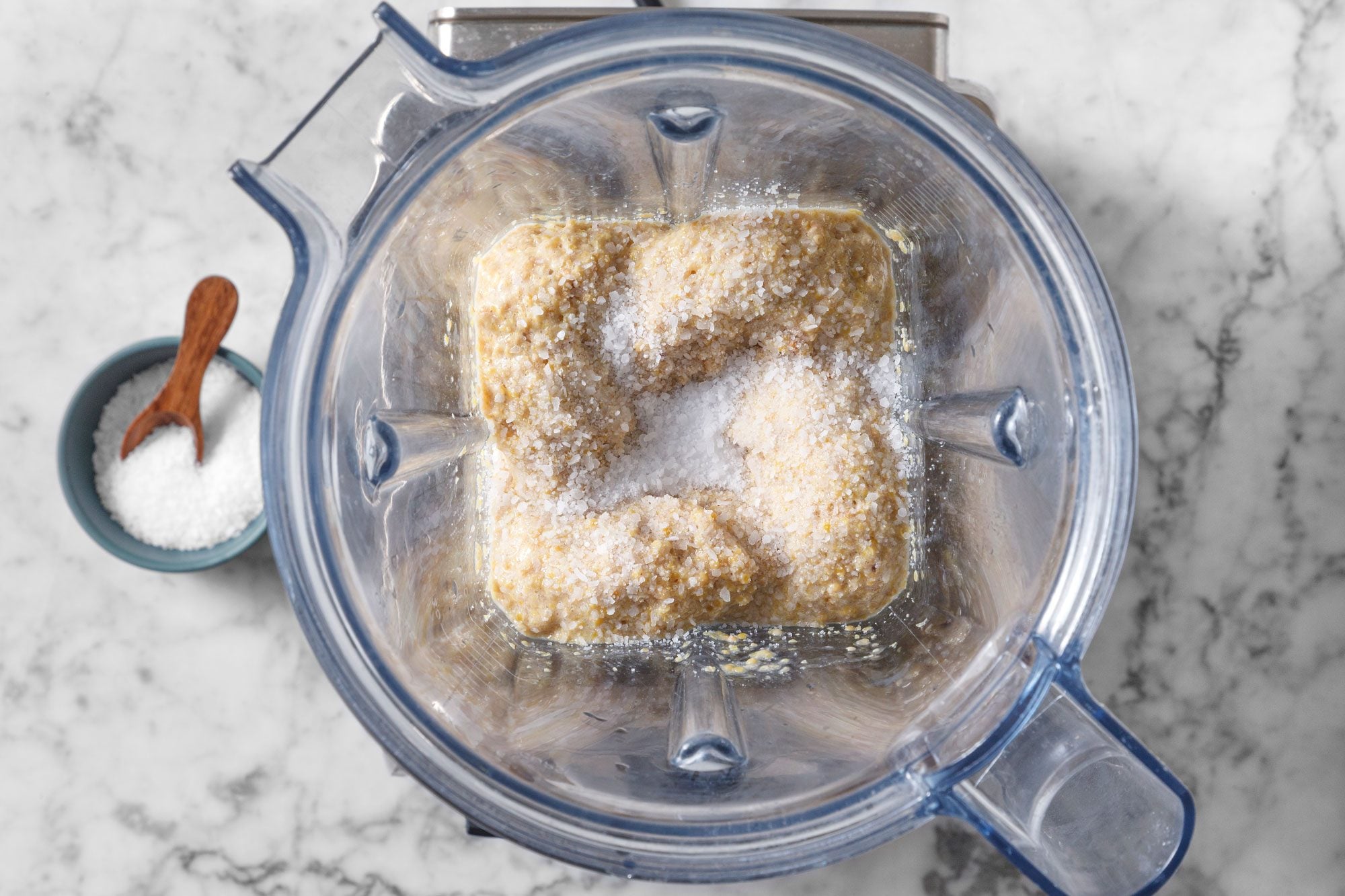 Add salt; continue blending until very smooth.