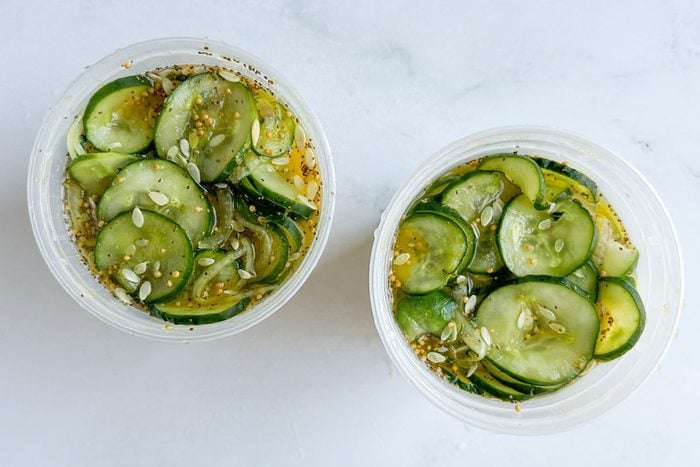 Taste of Home Freezer Pickles in quart containers