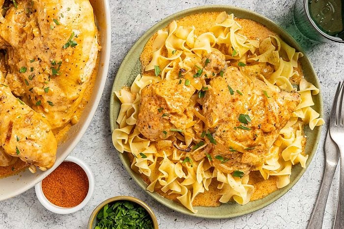 Taste of Home Hungarian Chicken Paprikash photo of the finished recipe.