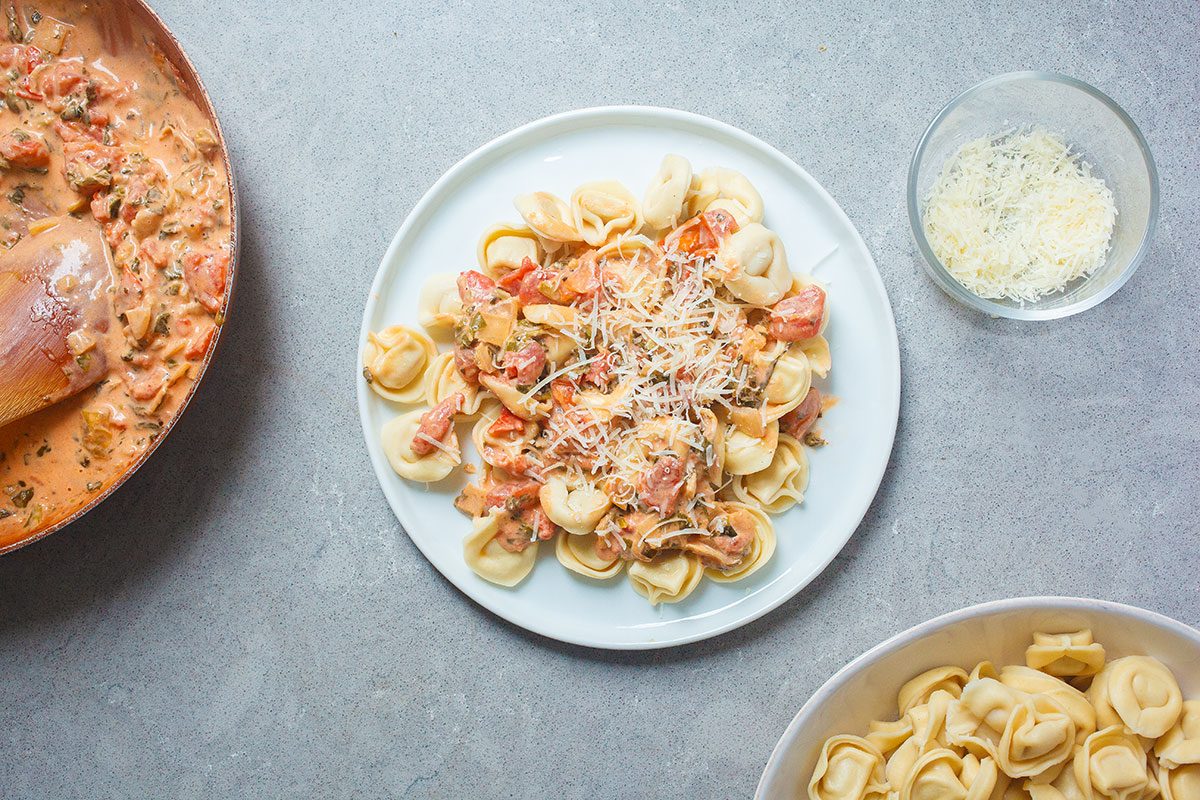 Plated Spinach Tortellini