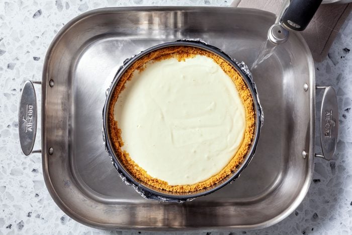 cheesecake mix in water bath