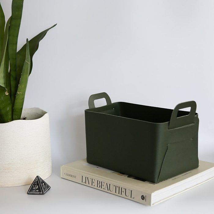 Faux Leather Storage Basket Ecomm Via Etsy.com