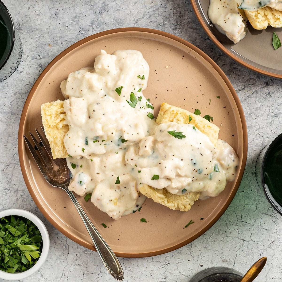 Creamed Chicken Over Biscuits