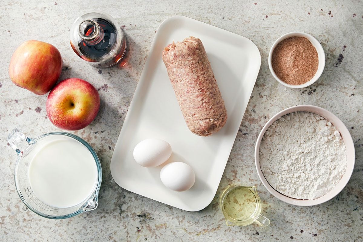 Overhead Shot of Ingredients for Pancake Casserole