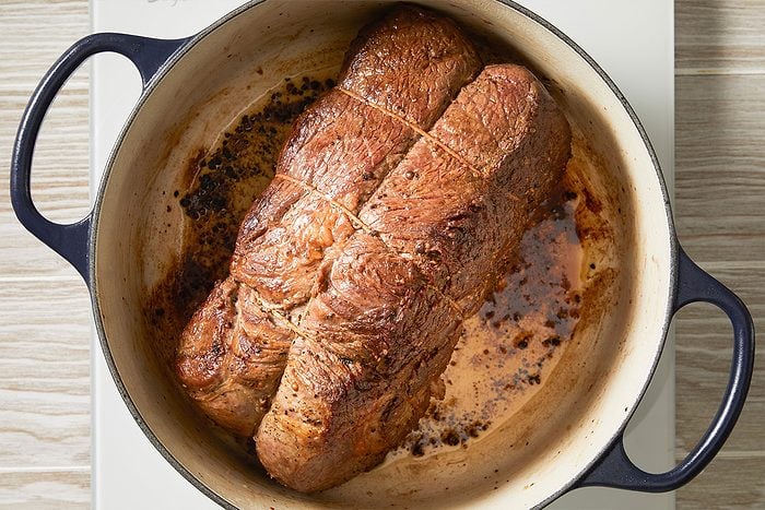 Brown roast cooked from all sides in a pan