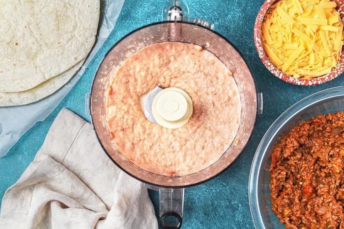 beans and water mixture in food processor