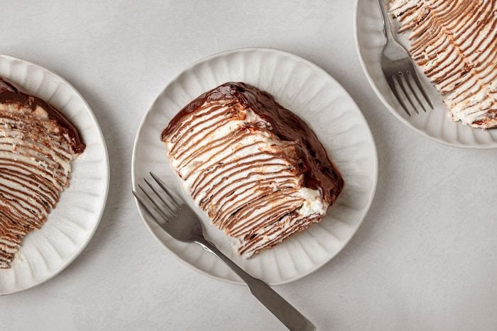 Mille Crepe Cake is ready and served in a plate