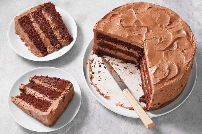 Chocolate cake on atable, ready to serve