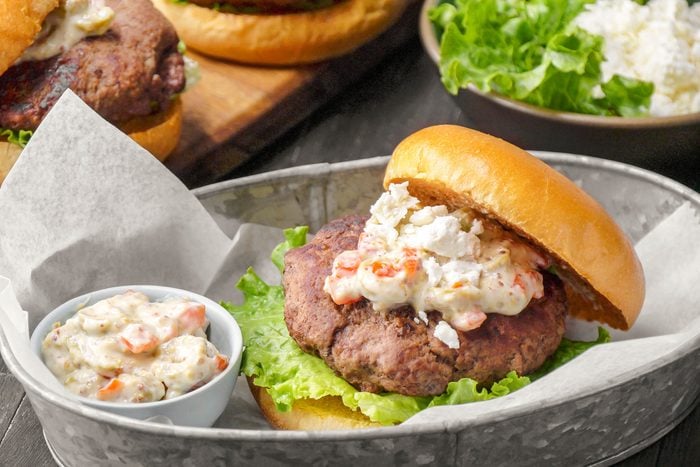 3/4 shot of Mom's Favorite Olive Burgers