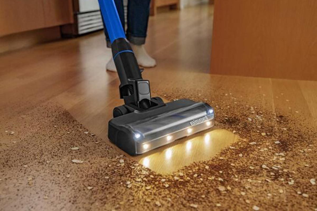 This Bissell Stick Vacuum Has Headlights So You Don’t Miss Any Mess