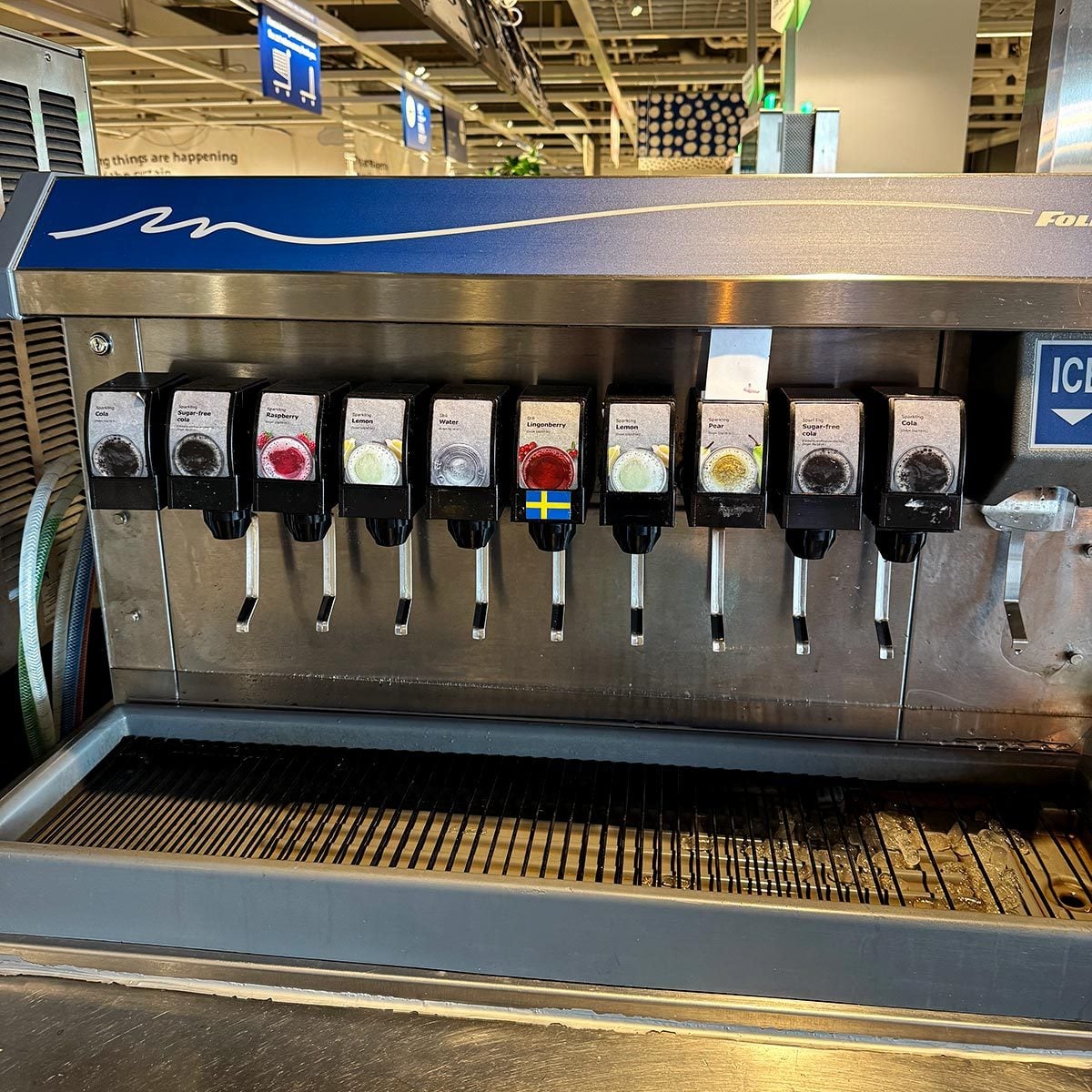 Soda fountain at Ikea food court