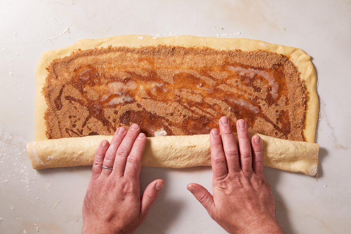 rolling up dough