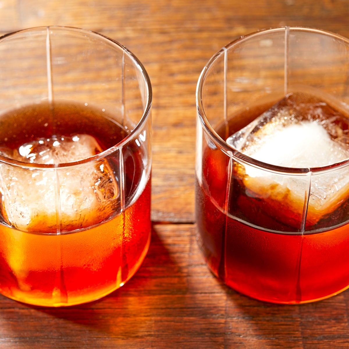 Drinks on wooden surface