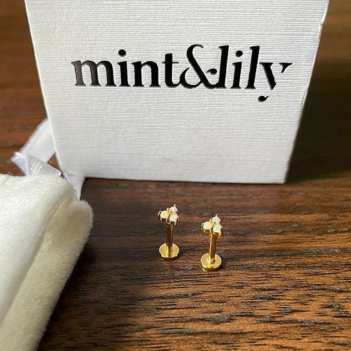 Opal Trio Sleeper Earrings