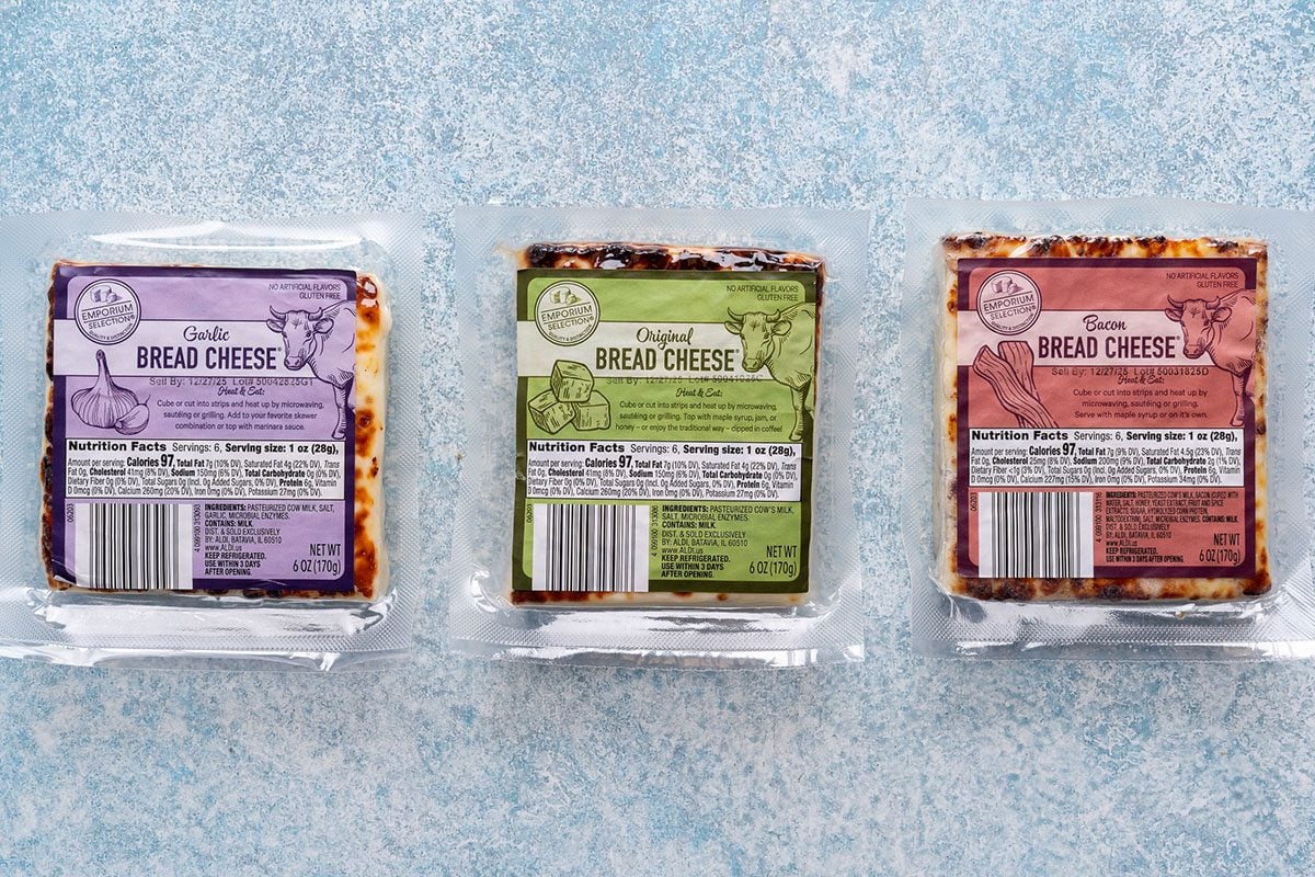 Three different Bread Cheese from Aldi