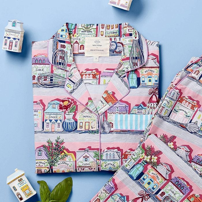 Lenox Spice Village X Printfresh Pink Kitchen Long Pj Set