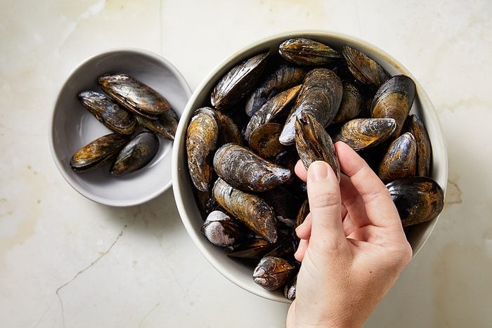 checking mussels