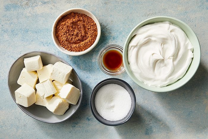 Overhead shot of ingredients for Chocolate Fruit Dip