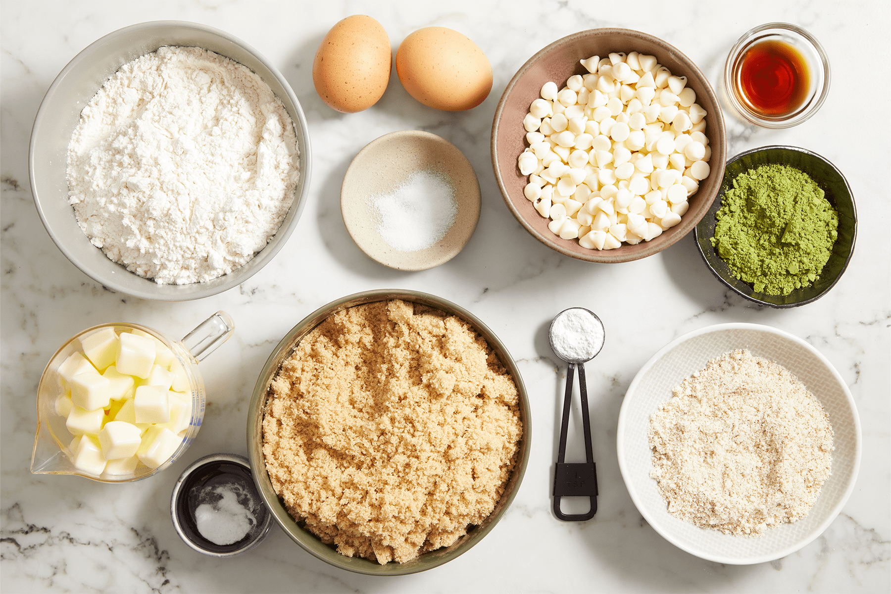 ingredients for Matcha Brownies