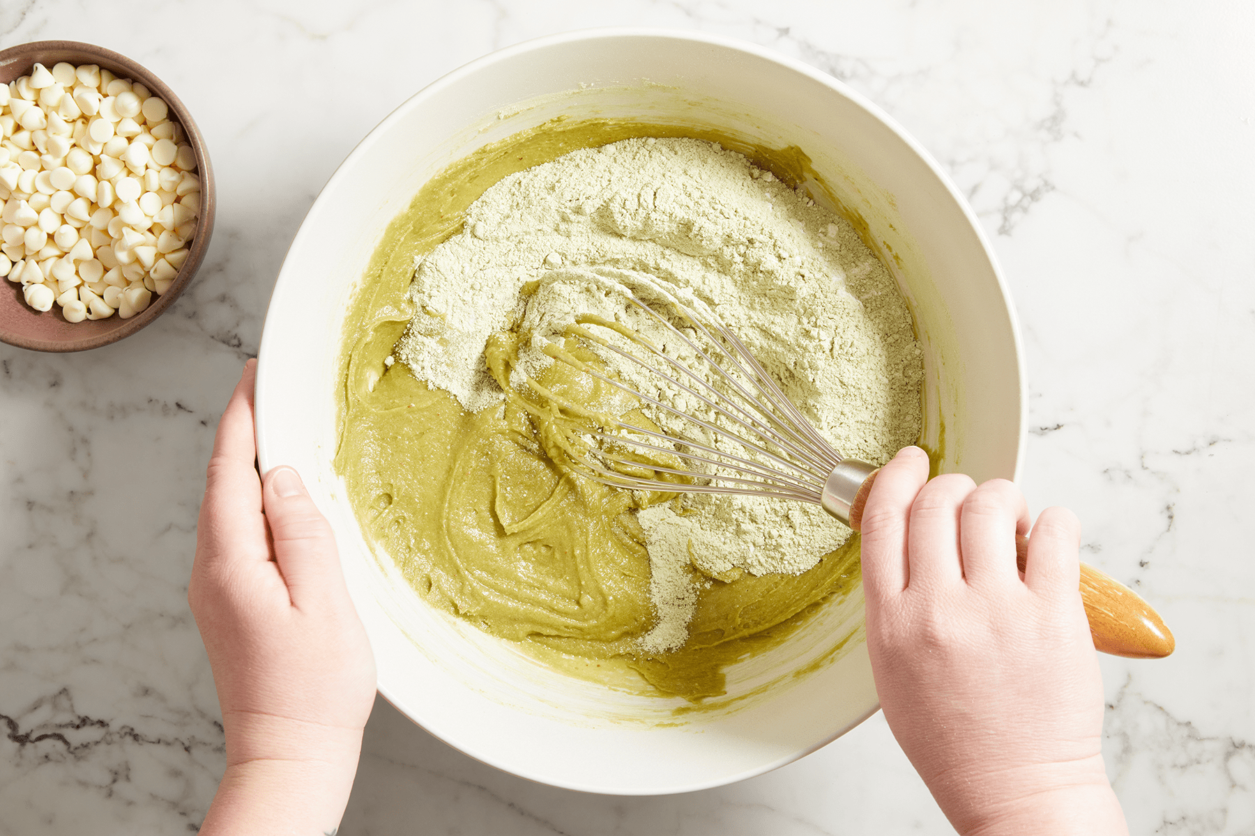 Stir the dry ingredients mixture into the butter mixture