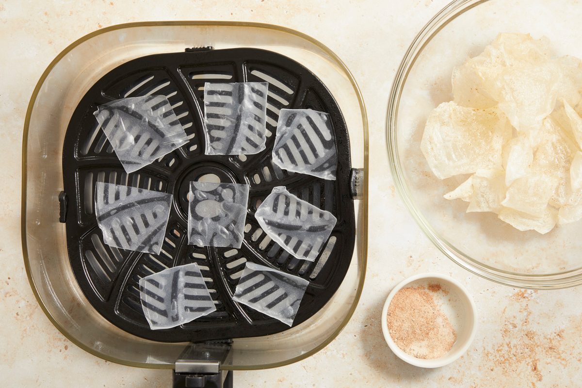 rice paper being air fried