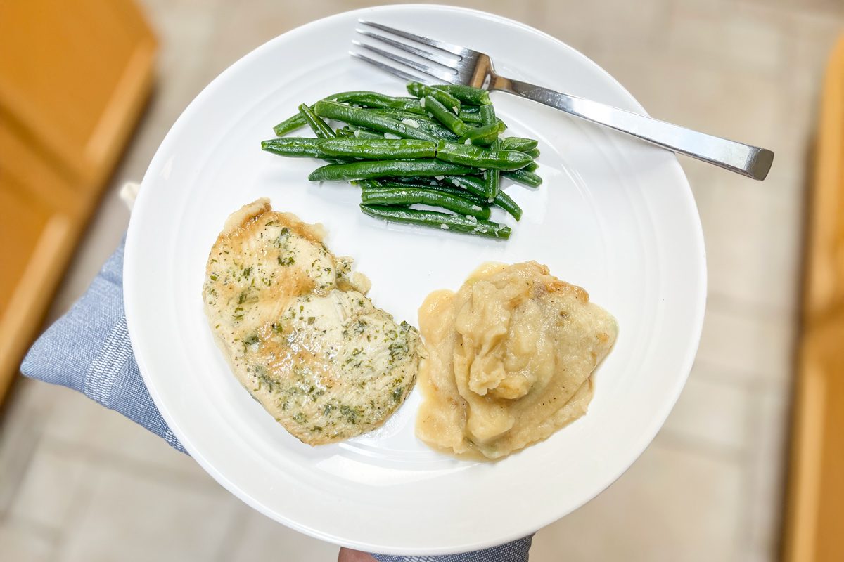 Garlic Roasted Chicken with Sour Cream & Onion Mashed Potatoes