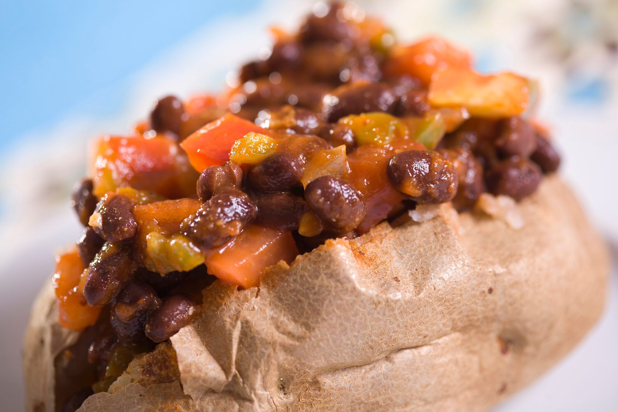 Baked Potato with Black Bean Chili Sauce