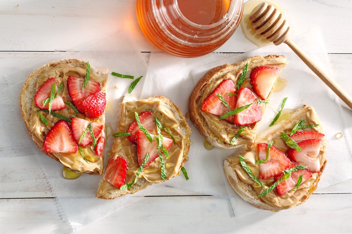 Peanut Butter Strawberry and Honey Sandwich