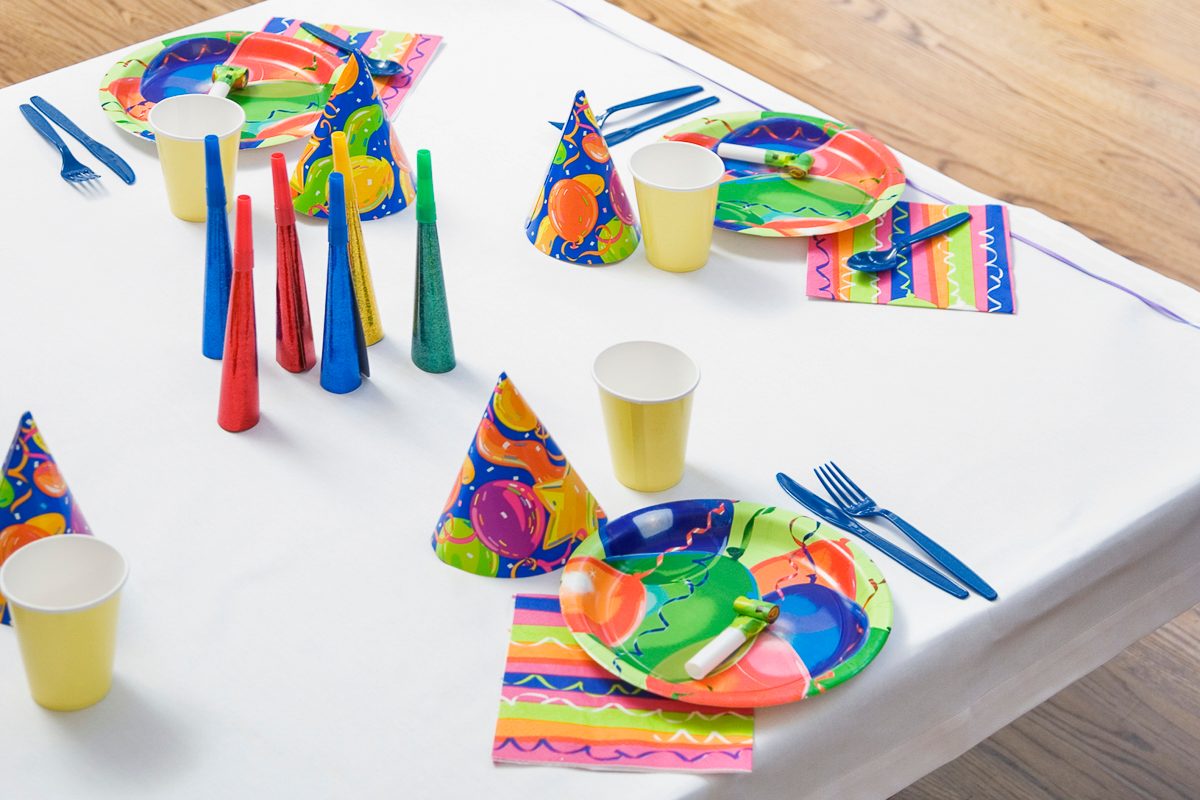 party supplies on a table