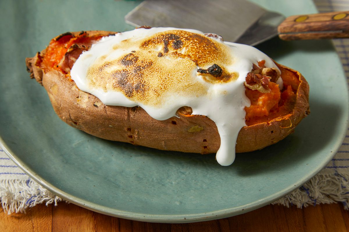 Marshmallow Fluff Baked Sweet Potatoes