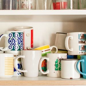 Kitchen cabinet with mugs and glasses