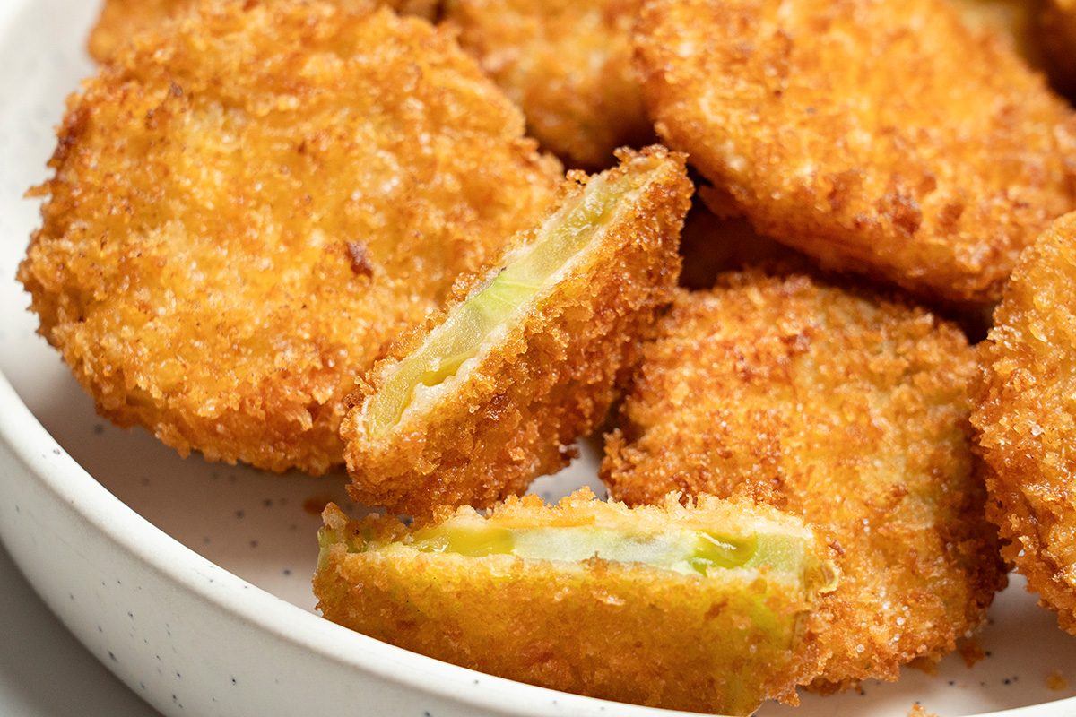 Closeup shot of Panko Fried Green Tomatoes