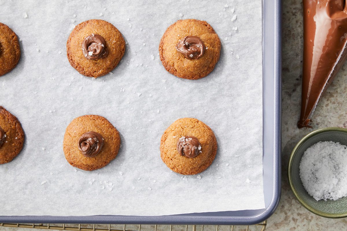 cookie indentations filled with Nutella