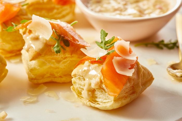 Smoked Salmon Bites With Shallot Sauce