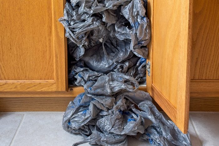 Grocery Bags in Kitchen Cabinet