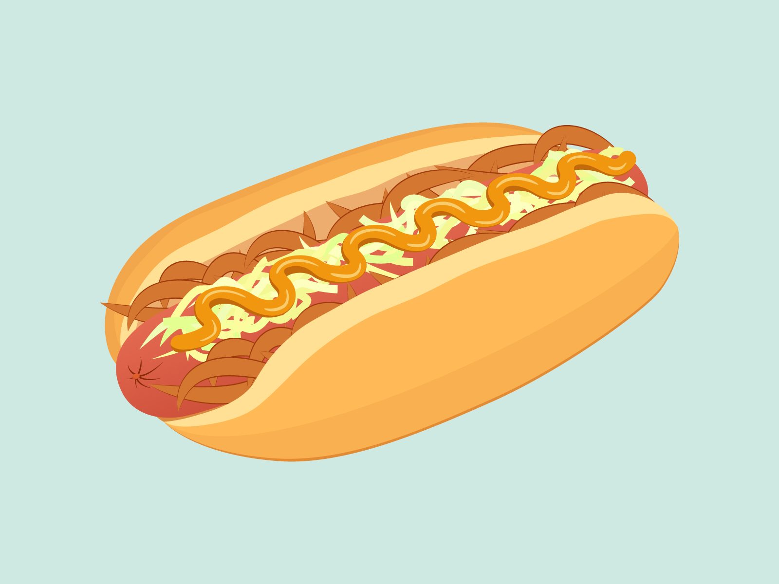 New York Hot Dog illustration on light green background