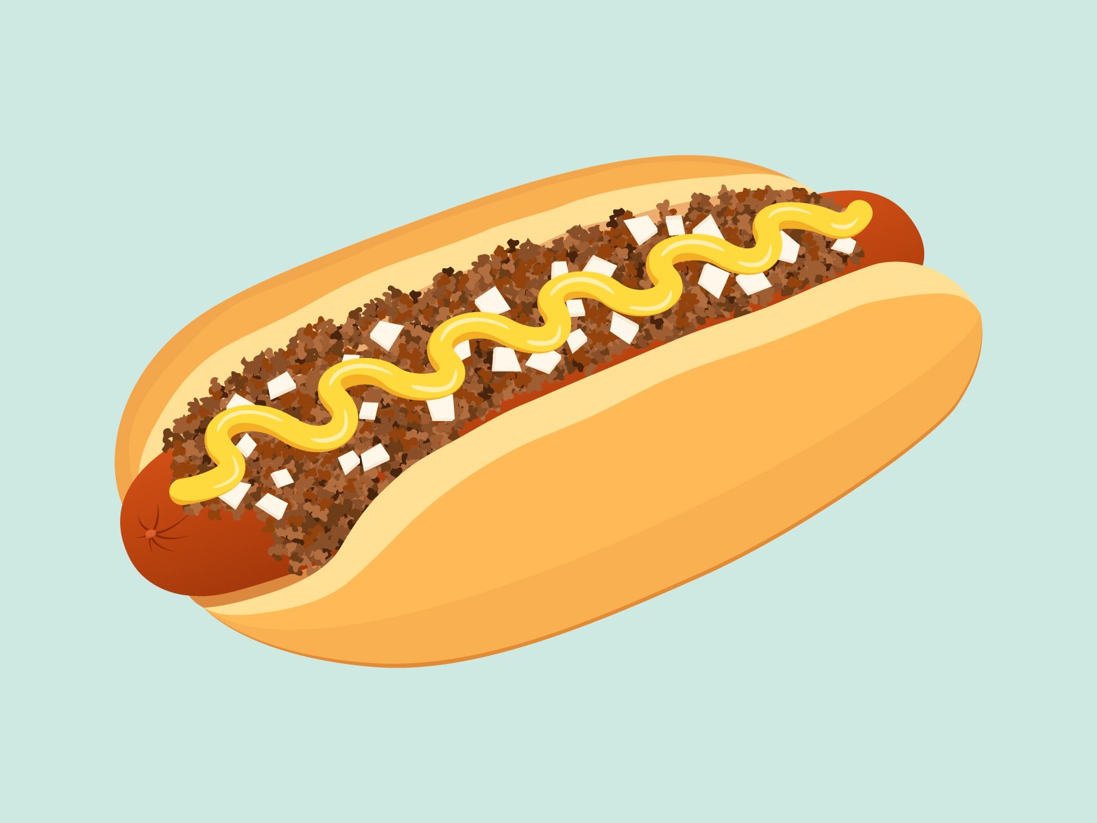 Rhode Island Hot Wiener illustration on light green background