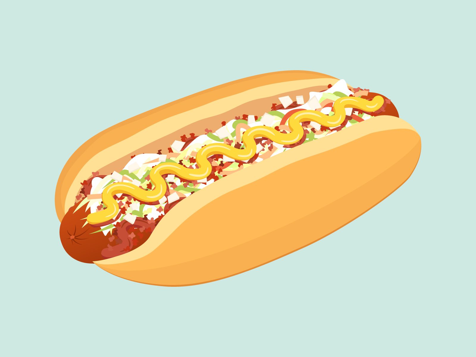 Slaw Dog illustration on light green background