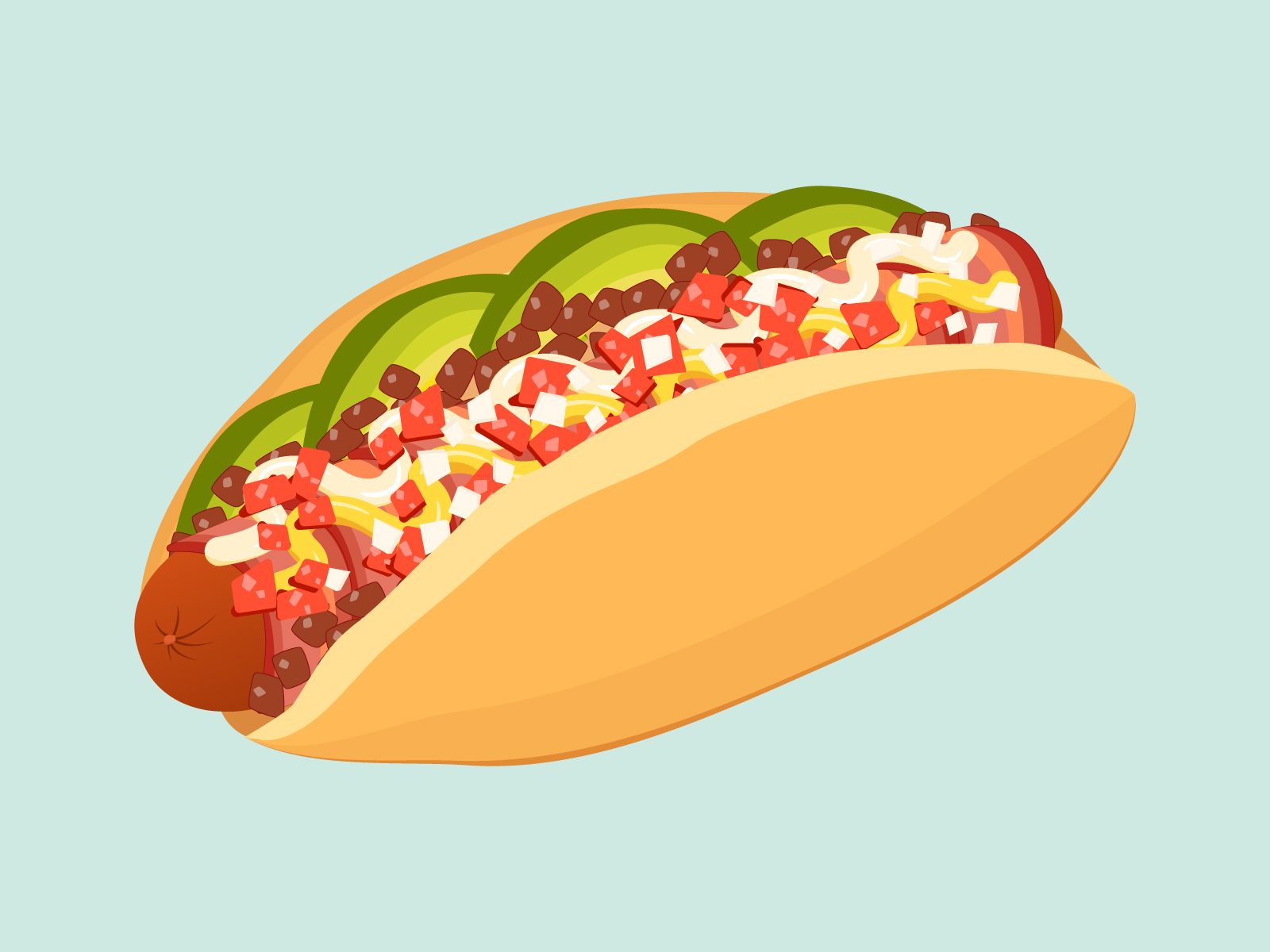 Sonoran Dog illustration on light green background