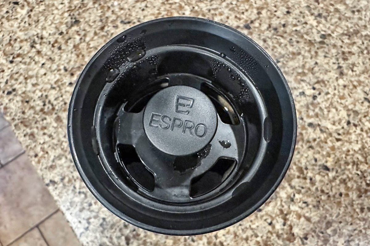 top angle close up of Espro Travel French Press lid