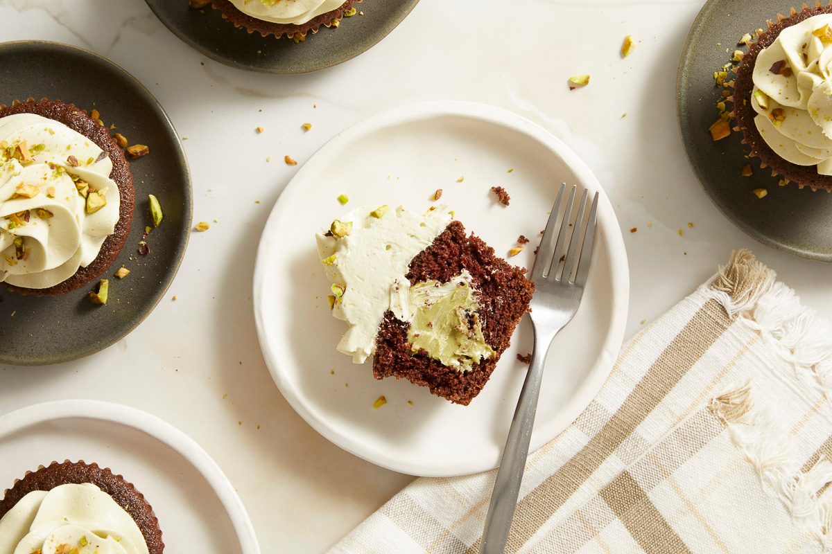Chocolate Pistachio Cupcakes With Pistachio Buttercream
