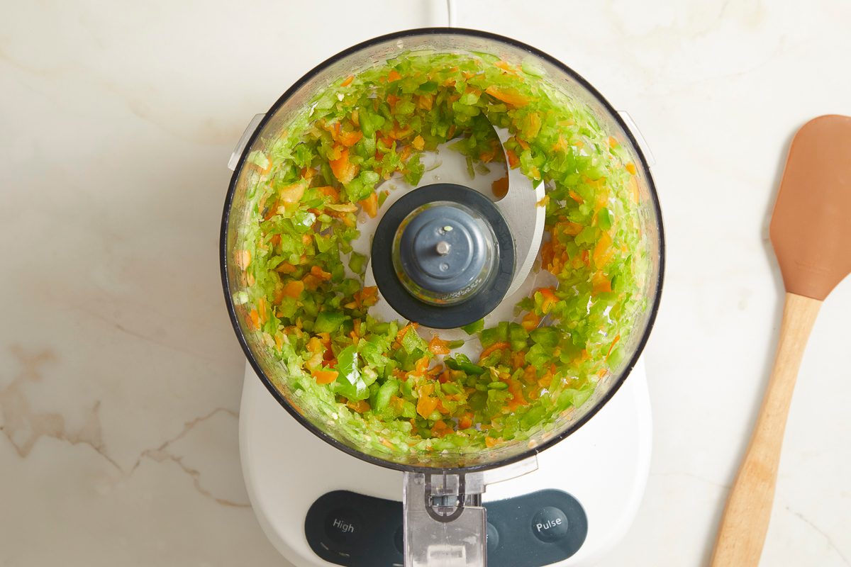 green pepper and habanero combined in a food blender