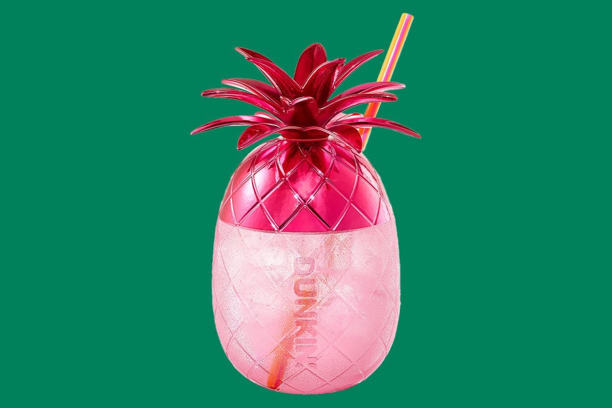 Dunkin' Just Added Barbie Pink Strawberry Cold Foam Barbie Pink Pineapple Cup Courtesy Dunkin Dkedit