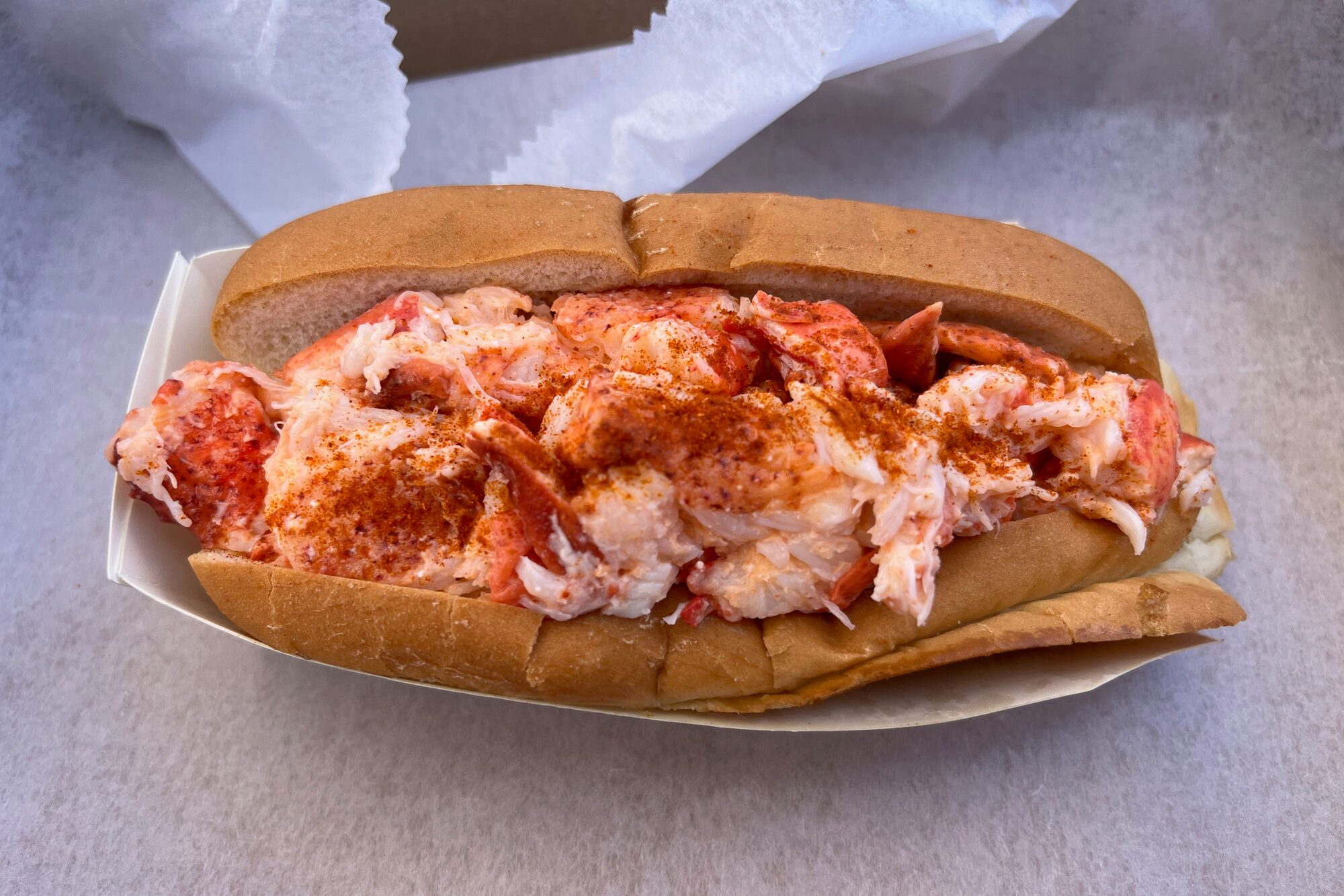 Lobster roll on paper