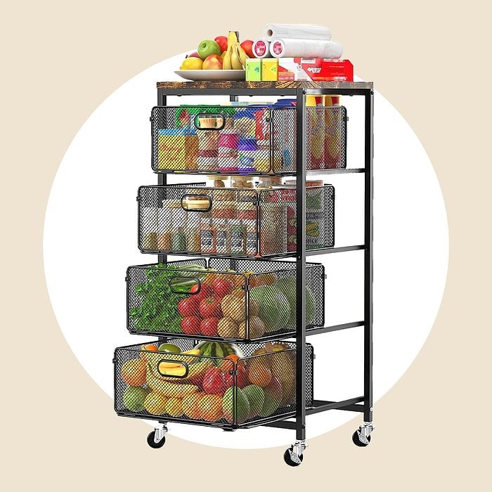 Sunally Rolling Kitchen Cart With Drawers Via Amazon.com