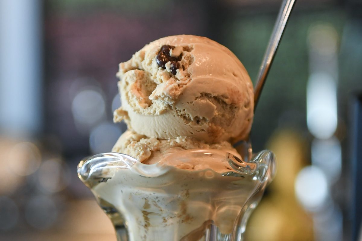 close up of two scoops of Graham Slam Ice Cream in a glass