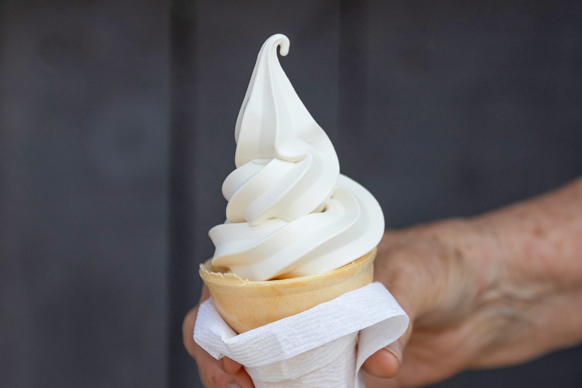 A freshly-made maple creemee cone