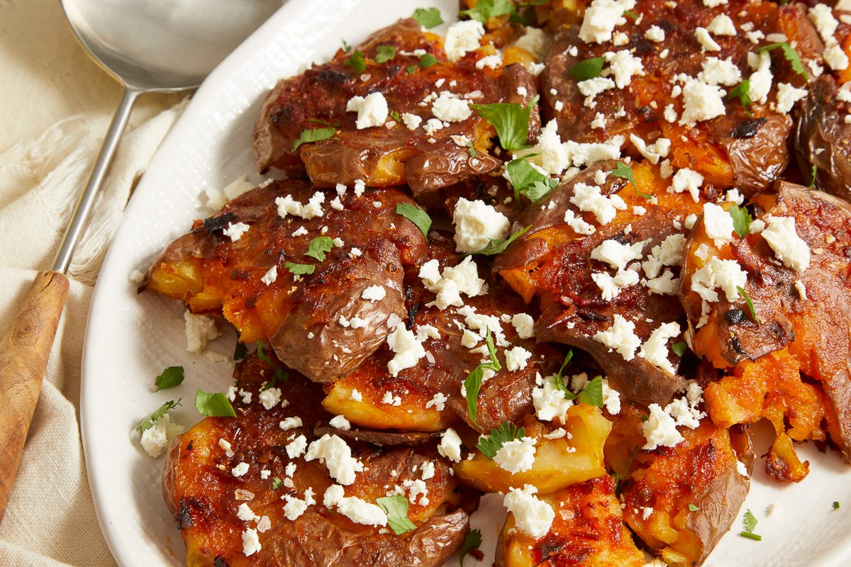 Crispy Smashed Potatoes With Harissa Vinaigrette