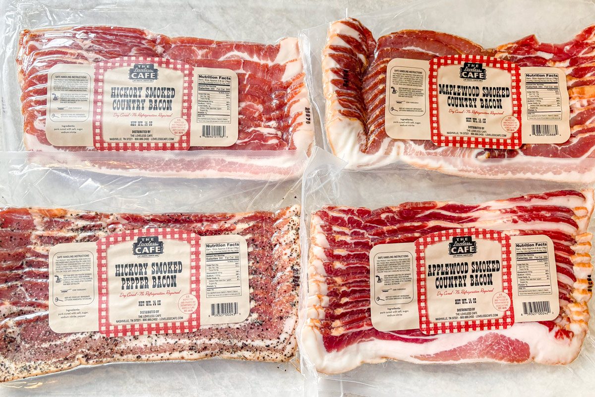 hickory, applewood, maplewood and peppered bacon